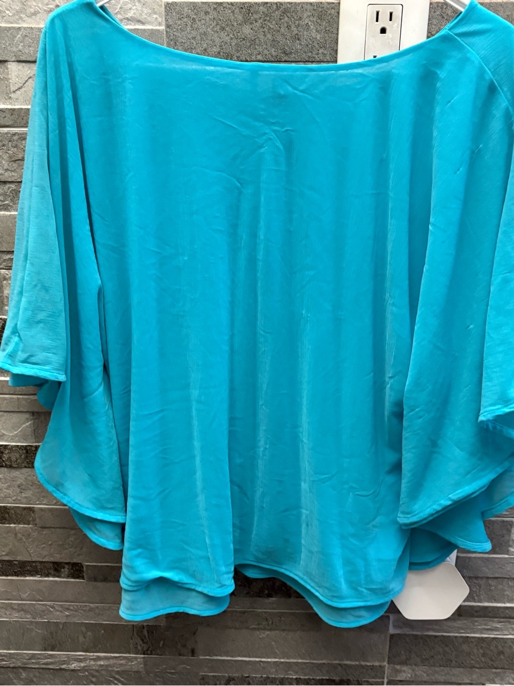 Jennifer Lopez Turquoise Boatneck Flow Tunic